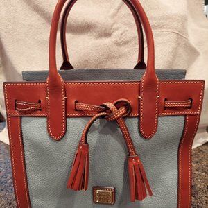 Dooney & Bourke Seafoam/Brown Leather Satchel/Top Handle Bag Magnetic Closure